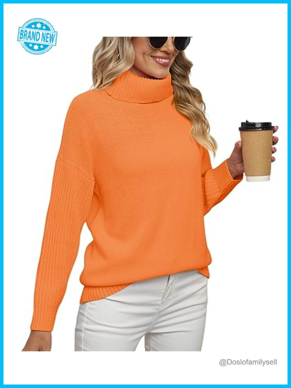 Womens Oversized Turtleneck Chunky Knit Tunic Sweater Pullover Fall